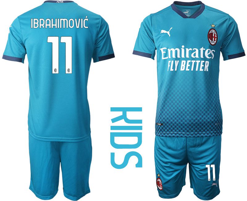 Youth 2020-2021 club AC milan away #11 blue Soccer Jerseys->ac milan jersey->Soccer Club Jersey